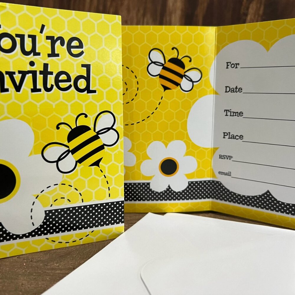 Unique Bumble Bee Invitations Baby Shower Party Supplies 8 Count
